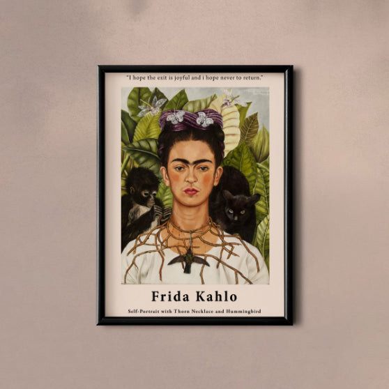 Self-Portrait with Thorn Necklace and Hummingbird by Frida Kahlo Poster & Print