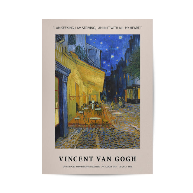Café Terrace at Night by Vincent Van Gogh Poster & Framed Prints - Nukkad Studios