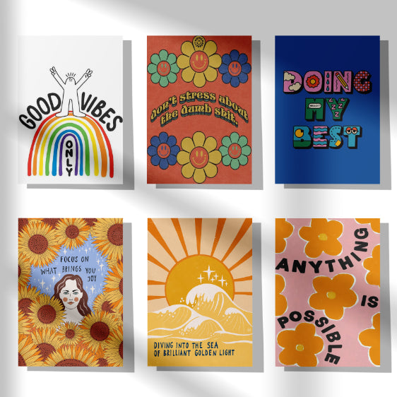 Good Vibe Kit - 51 Prints (4x 6 - Postcard size) - Nukkad Studios