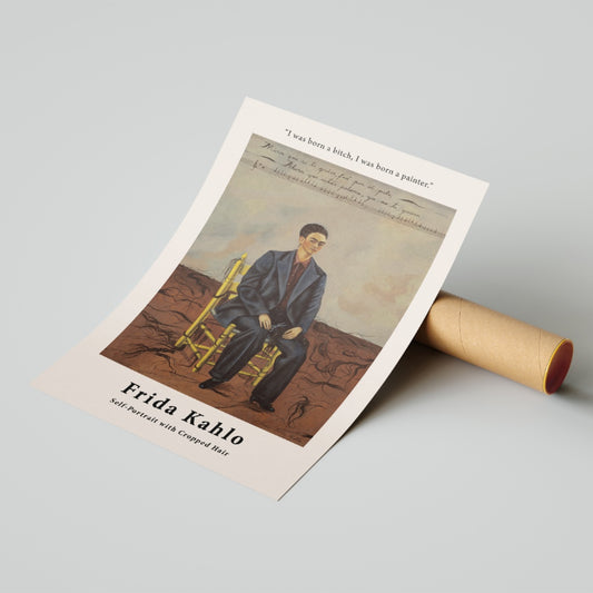 Self-Portrait with Cropped Hair by Frida Kahlo Poster & Print - Nukkad Studios