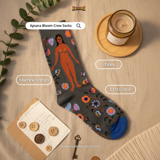 Apsara Bloom Floral Art Socks