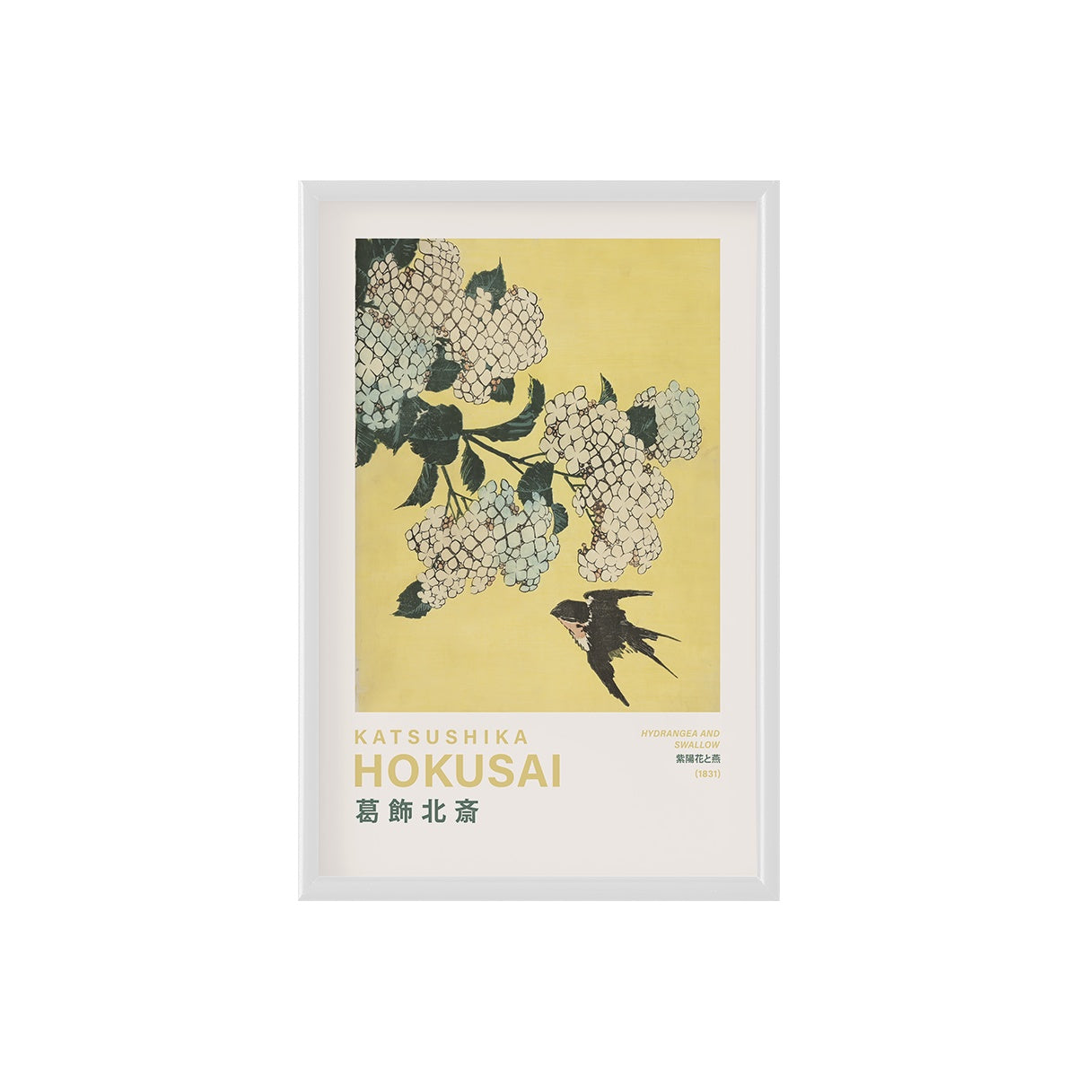 Hokusai Hydrangea and Swallow Poster & Framed Print - Nukkad Studios