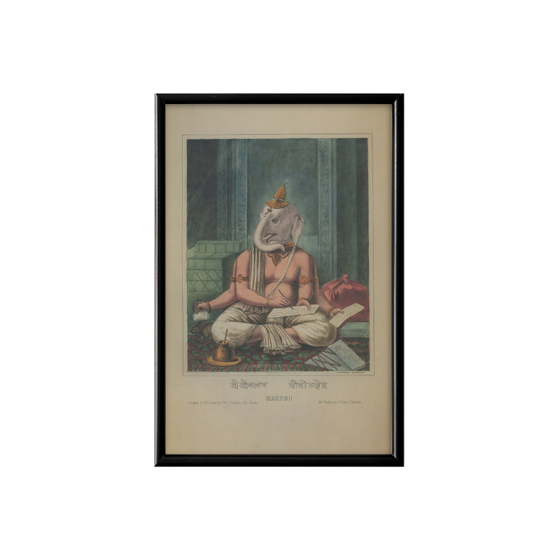 Lord Ganesha Vintage Mythology Poster & Framed Print - Nukkad Studios