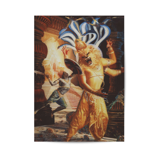 Lord Narsimhadeva Vintage Mythology Poster & Framed Print - Nukkad Studios