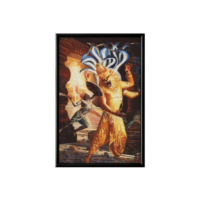 Lord Narsimhadeva Vintage Mythology Poster & Framed Print - Nukkad Studios