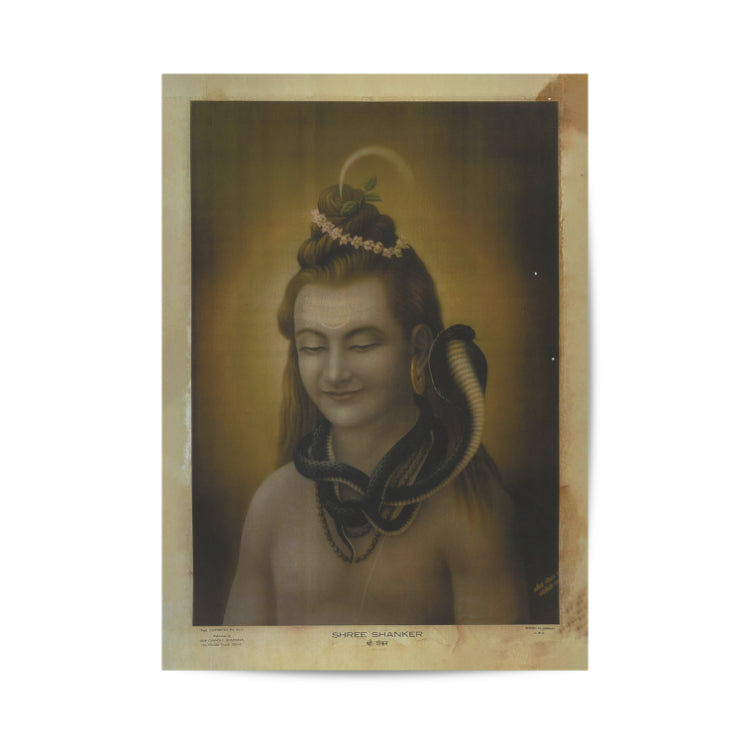 Lord Shiva Contemplating Vintage Mythology Poster & Framed Print - Nukkad Studios