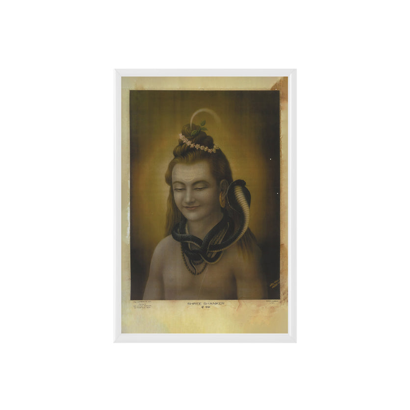 Lord Shiva Contemplating Vintage Mythology Poster & Framed Print - Nukkad Studios