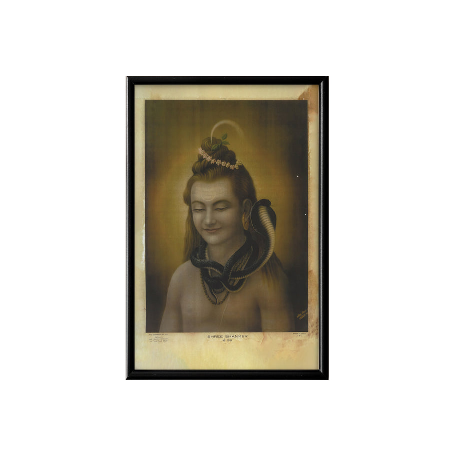 Lord Shiva Contemplating Vintage Mythology Poster & Framed Print - Nukkad Studios
