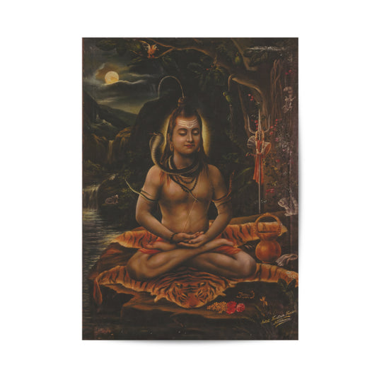Lord Shiva in meditation Vintage Mythology Poster & Framed Print - Nukkad Studios