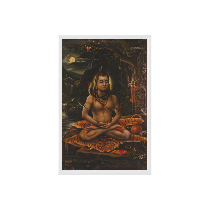 Lord Shiva in meditation Vintage Mythology Poster & Framed Print - Nukkad Studios