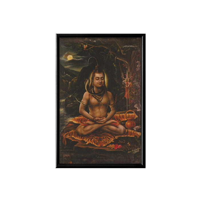 Lord Shiva in meditation Vintage Mythology Poster & Framed Print - Nukkad Studios