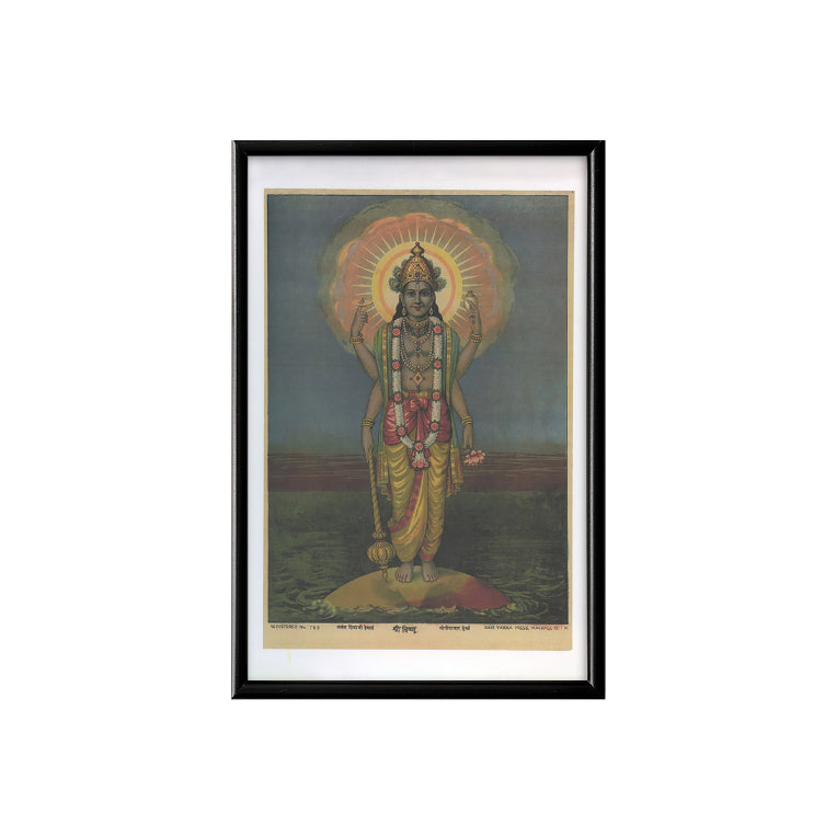 Lord Vishnu Vintage Mythology Poster & Framed Print - Nukkad Studios