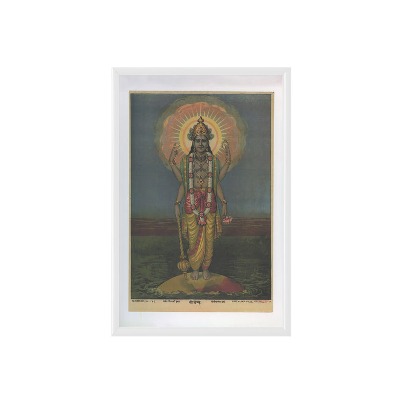 Lord Vishnu Vintage Mythology Poster & Framed Print - Nukkad Studios