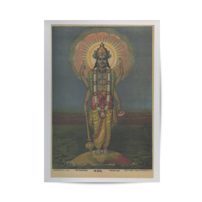 Lord Vishnu Vintage Mythology Poster & Framed Print - Nukkad Studios