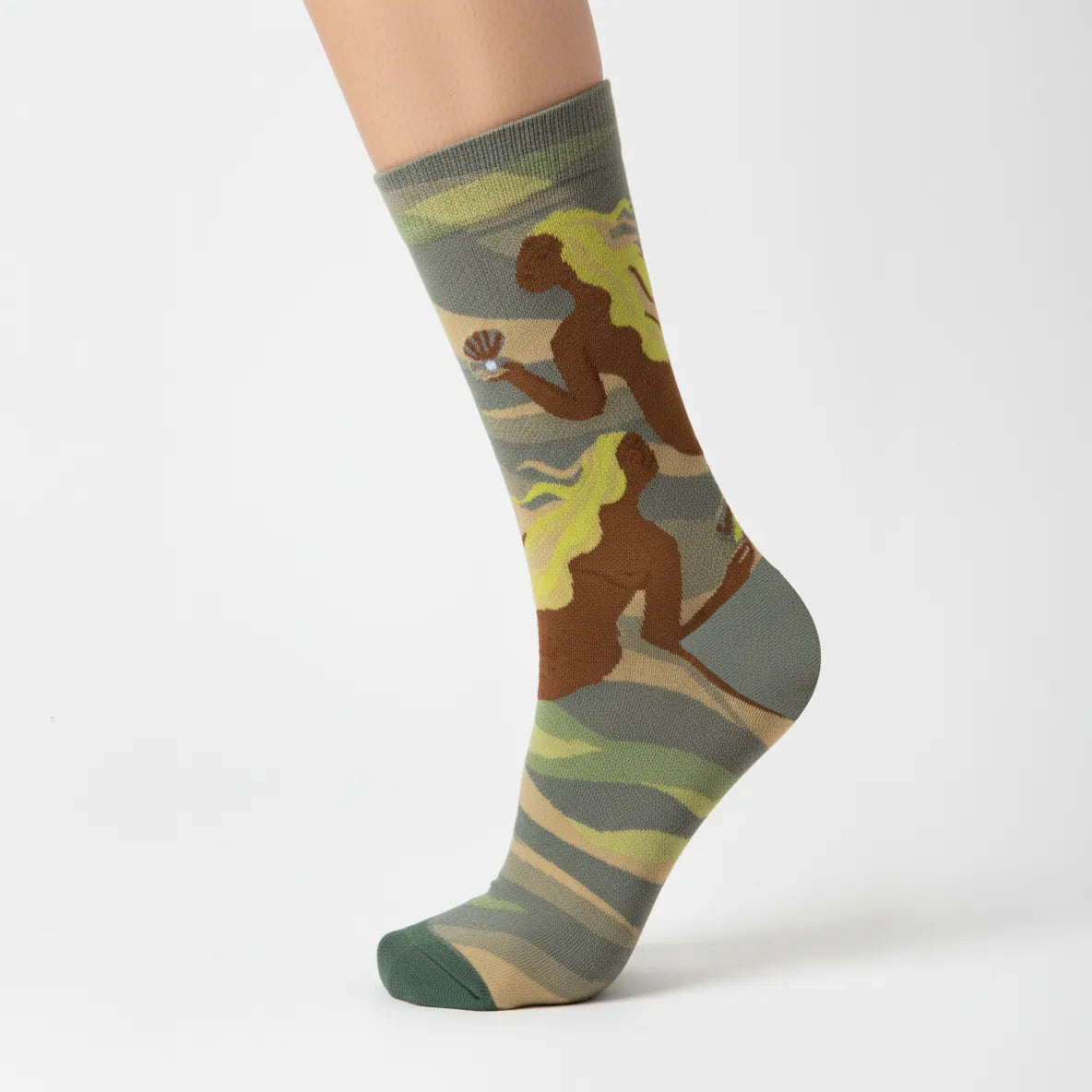 Mermaid Sage Pearl Art Socks
