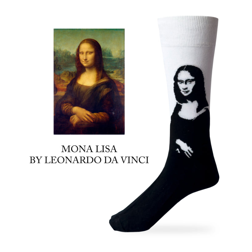 Monalisa (Black & White) by Leonardo da Vinci Socks