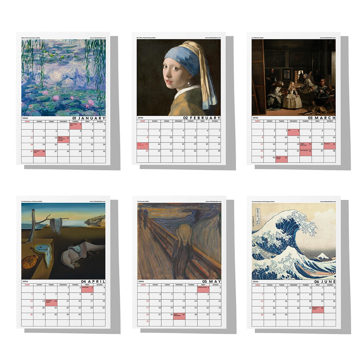 Art Calendar 2026 Wall Calendar