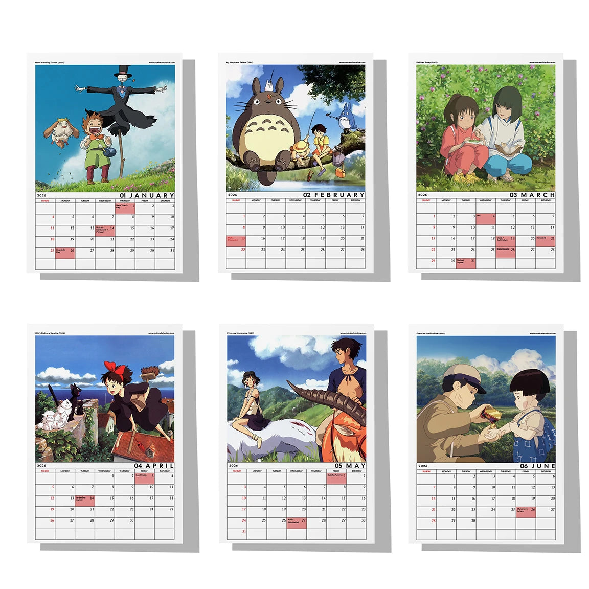 Studio Ghibli Calendar 2026 Wall Calendar