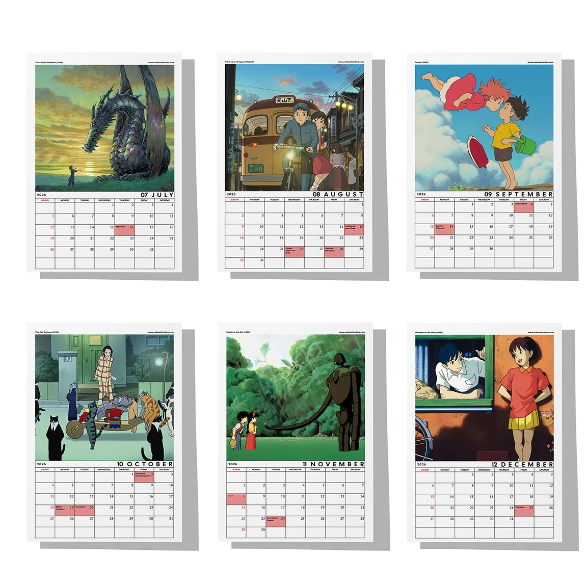 Studio Ghibli Calendar 2026 Wall Calendar