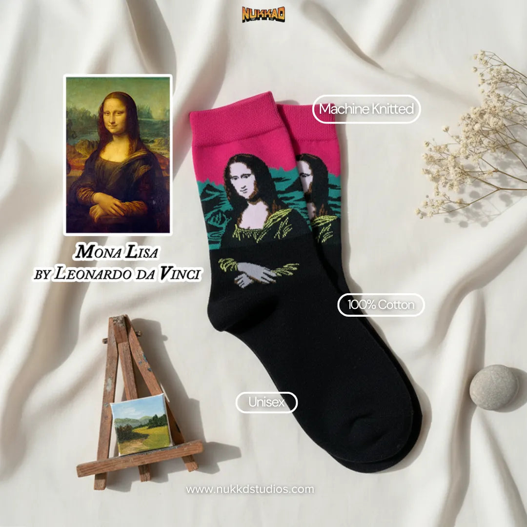 Mona Lisa Pink by Leonardo da Vinci Socks