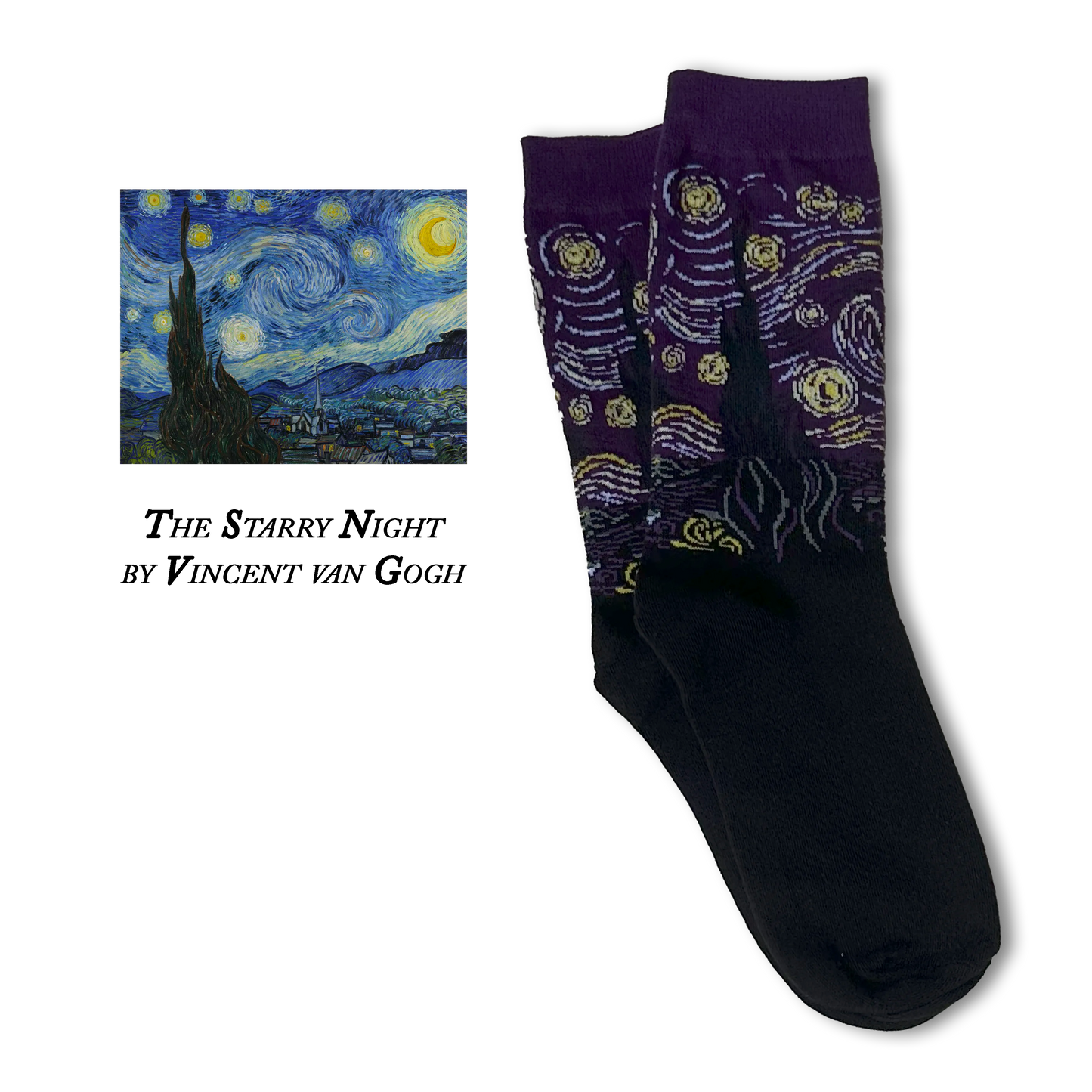The Starry Night by Vincent van Gogh Purple Socks