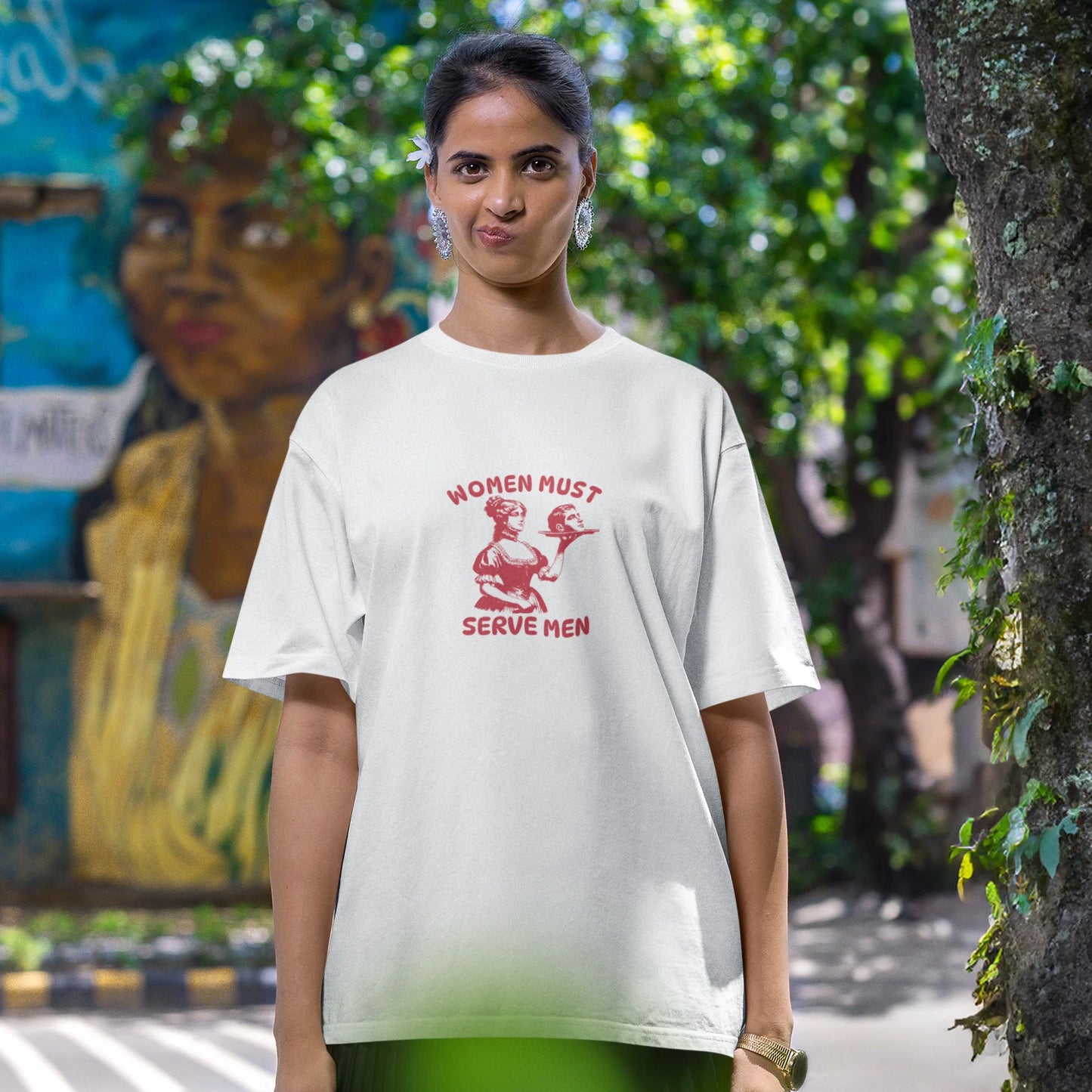 Women Must Serve Men Satire Oversized T-Shirt