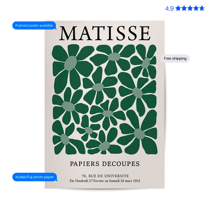 Matisse Foliage — Cut-Out Art Print Green Vintage Poster & Framed Print