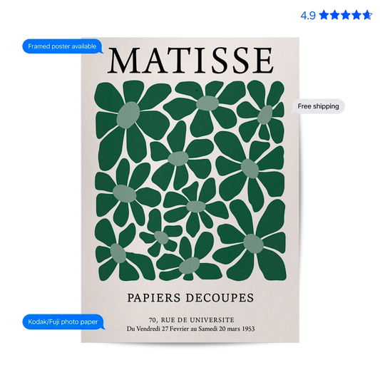 Matisse Foliage — Cut-Out Art Print Green Vintage Poster & Framed Print