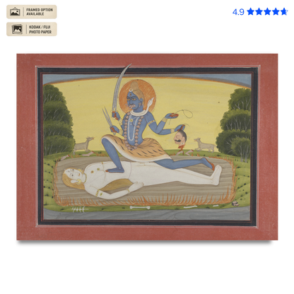 Kali on Shiva Vintage Poster & Framed Print