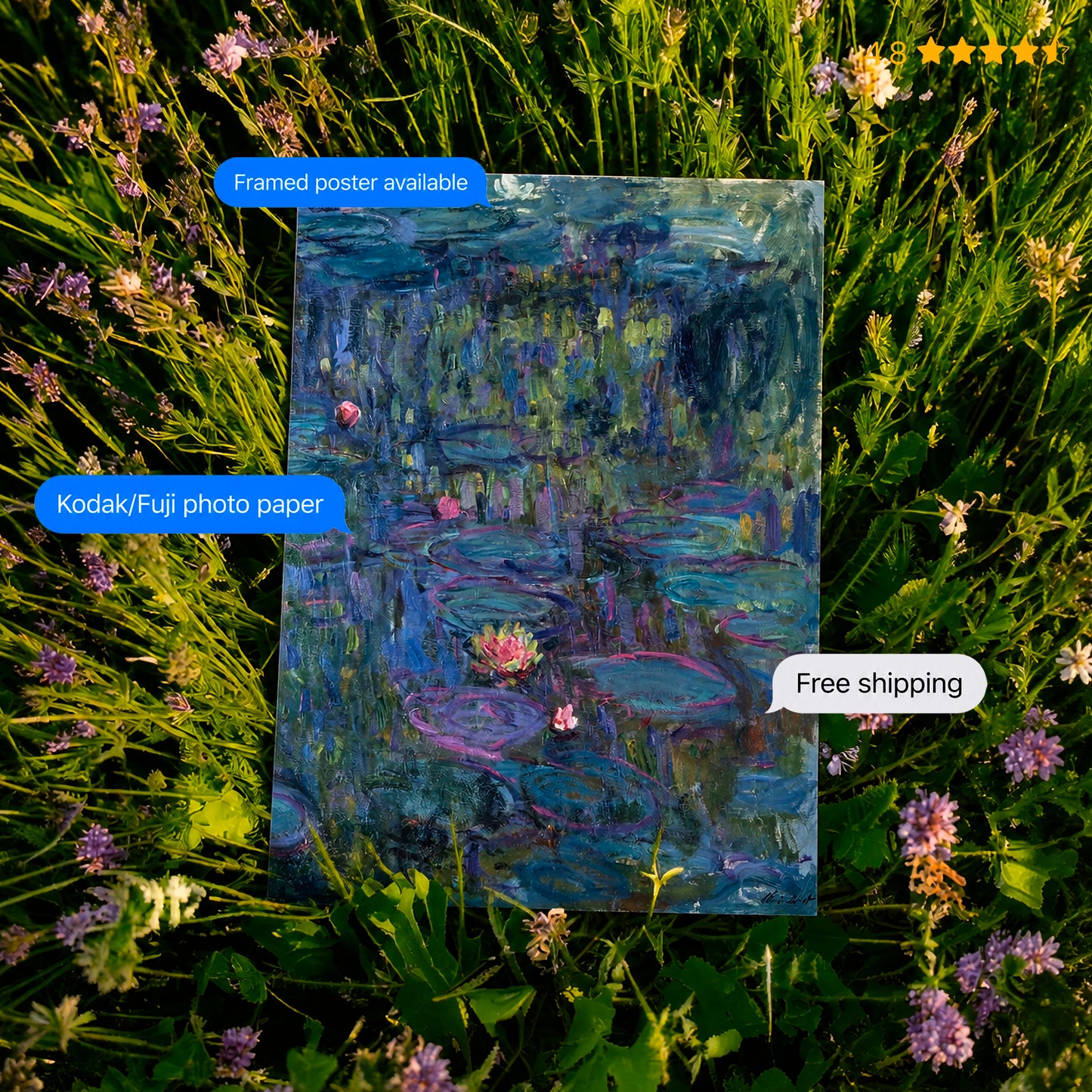 Water Lilies Nympheas 1914-1917 by Monet Poster & Framed Print