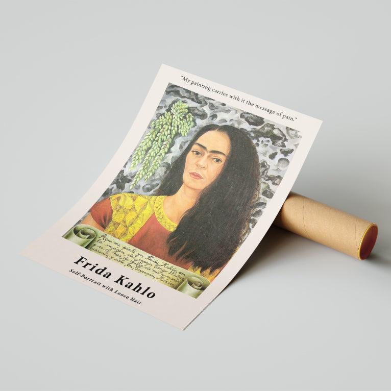 Self Portrait with Loose Hair by Frida Kahlo Poster & Print