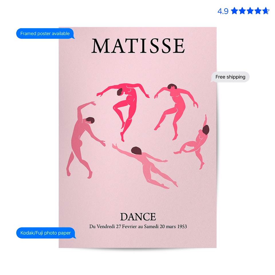 Matisse Dance — Art Print Pink Poster & Framed Print