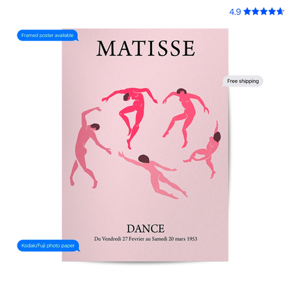Matisse Dance — Art Print Pink Poster & Framed Print
