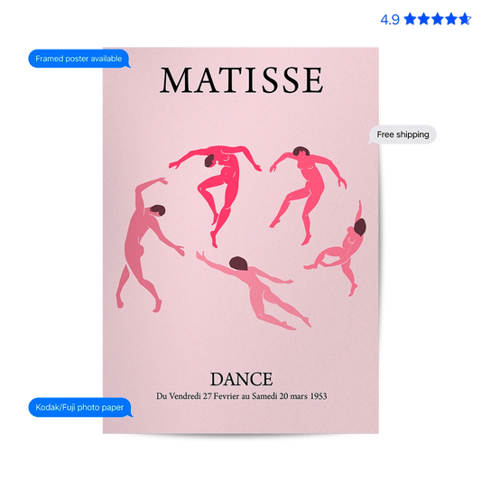 Matisse Dance — Art Print Pink Poster & Framed Print