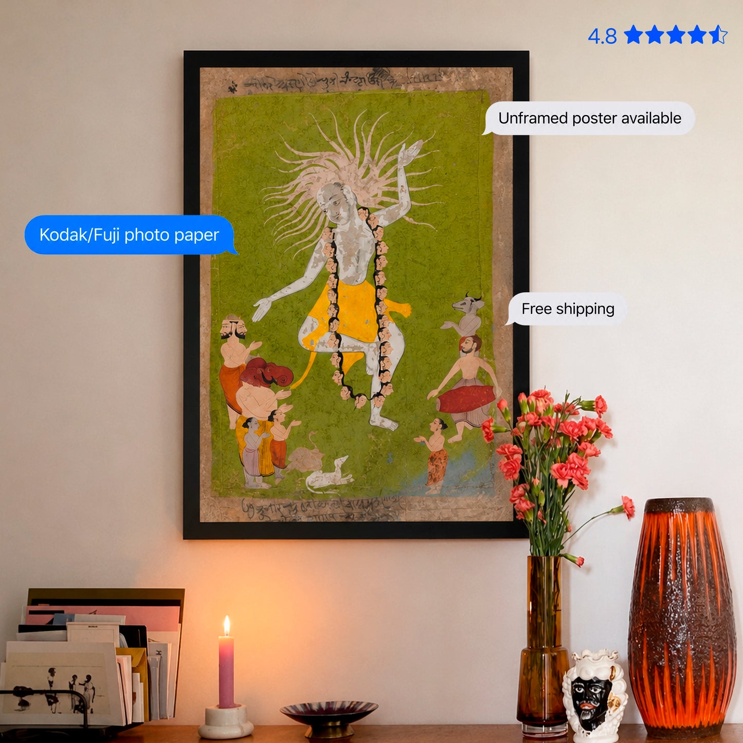 Shiva As Mahakal Vintage Poster & Framed Print