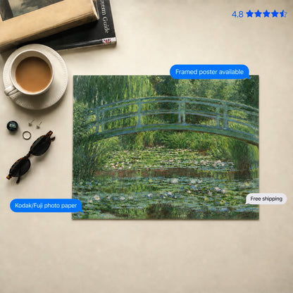 The Japanese Footbridge and the Water Lily Pool by Monet Poster & Framed Print