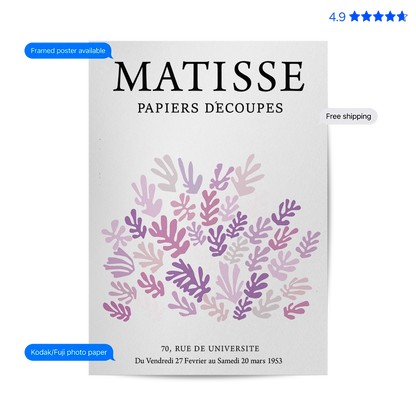 Matisse Botanical — Line Art Print Purple Poster & Framed Print