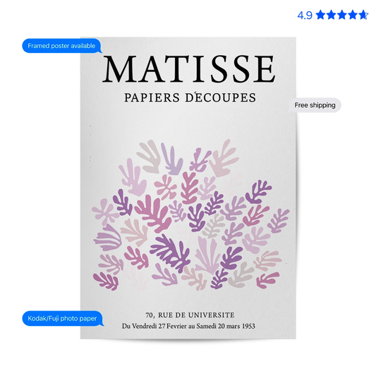 Matisse Botanical — Line Art Print Purple Poster & Framed Print
