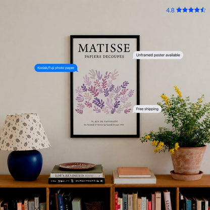 Matisse Botanical — Line Art Print Purple Poster & Framed Print