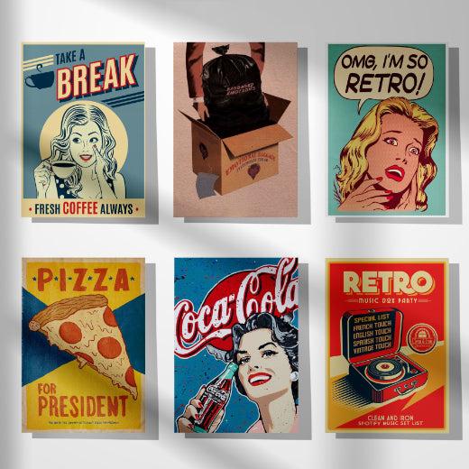 Retro Vibe Kit - 51 Prints (4x 6 - Postcard size) - Nukkad Studios