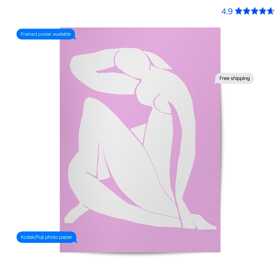 Matisse Lady — Art Print Purple Poster & Framed Print