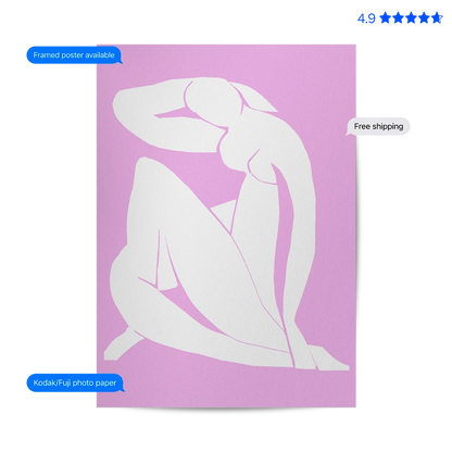 Matisse Lady — Art Print Purple Poster & Framed Print
