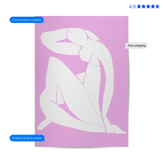 Matisse Lady — Art Print Purple Poster & Framed Print