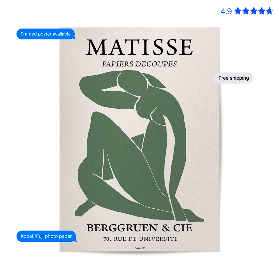 Matisse Lady— Cut-Out Art Print Poster & Framed Print
