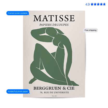 Matisse Lady— Cut-Out Art Print Poster & Framed Print