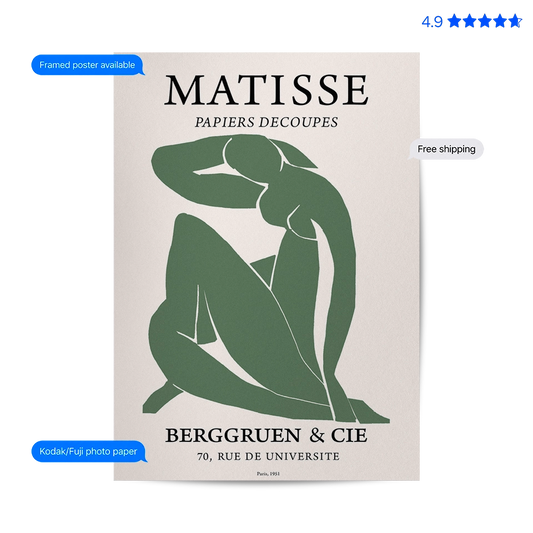Matisse Lady— Cut-Out Art Print Poster & Framed Print