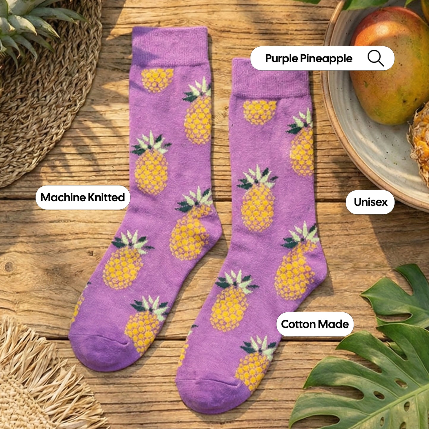 Purple Pineapple Art Socks