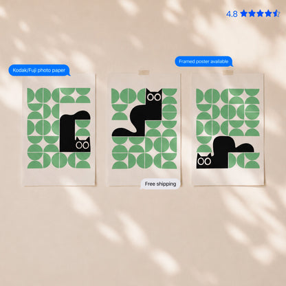 Triplet Cats Set of 3 Poster & Framed Print