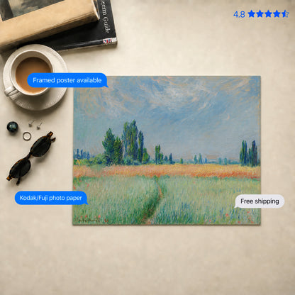 The Wheatfield by Monet Poster & Framed Print