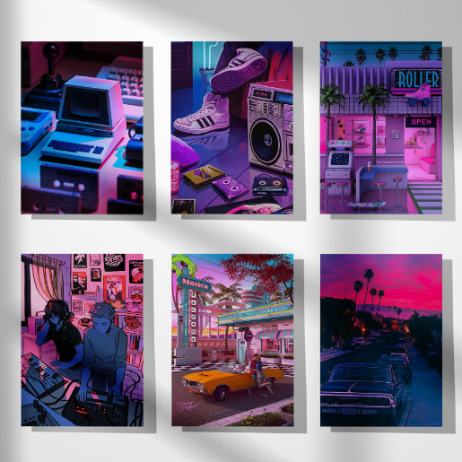 Retro Vibe Kit - 51 Prints (4x 6 - Postcard size) - Nukkad Studios